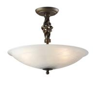 Elstead Pembroke 3 Light Semi Flush Ceiling Light Black, Gold, E14