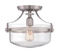 Elstead Penn Station 1 Light Semi Flush Ceiling Light Brushed Nickel, E27