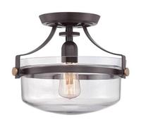 Elstead Penn Station 1 Light Semi Flush Ceiling Light Western Bronze, E27