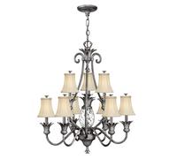 Elstead Plantation 10 Light Multi Arm Chandelier Polished Antique Nickel Finish, E14