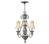 Plantation Multi Arm Chandelier 3 Light Polished Antique Nickel Finish E14 Netlighting Grey One Size