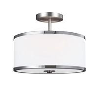Prospect Park 2 Light Semi Flush Ceiling Light Chrome Satin Nickel E27 Netlighting Grey One Size