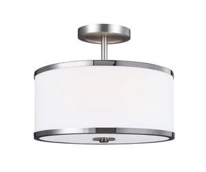 Elstead Prospect Park 2 Light Semi Flush Ceiling Light Chrome, Satin Nickel, E27