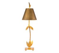 Luminosa Lighting Elstead Red Bell 1 Light Table Lamp Gold Leaf Floral Leaves Design, E27
