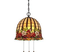 Elstead Rosecliffe 3 Light Ceiling Pendant Imperial Bronze, Tiffany Style Glass, E27