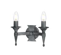 Elstead Saxon 2 Light Indoor Candle Wall Light Black Silver, E14