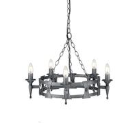 Saxon 5 Light Chandelier Black, Silver Finish, E14 - Silver
