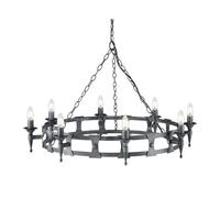 Saxon 8 Light Chandelier Black, Silver Finish, E14 - Silver