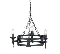 Elstead Saxon Chandelier 3 Light Black Finish, E14