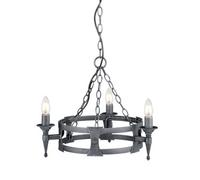 Luminosa Lighting Elstead Saxon Chandelier 3 Light Black, Silver Finish, E14