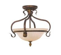 Sonoma Valley 3 Light Semi Flush Ceiling Light Aged Tortoise Shell E27 Netlighting Beige One Size