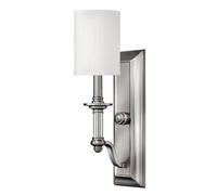 Elstead Sussex 1 Light Wall Light Brushed Nickel Glass Shade, E14