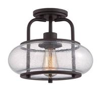 Elstead Trilogy 1 Light Small Semi Flush Ceiling Light Old Bronze, E27