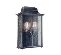 Elstead Wexford 2 Light Outdoor Wall Half Lantern Light Black Silver Ip43, E27