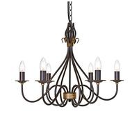 Elstead Windermere 6 Light Chandelier Rust, Gold Finish, E14