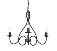Luminosa Lighting Elstead Windermere Multi Arm Chandelier 3 Light Rust, Gold Finish - Shades Not Included, E14