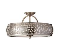 Elstead Zara 3 Light Semi Flush Ceiling Light Brushed Steel, E27