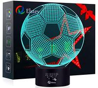 Elstey Soccer 3D LED Night Light Touch Table Desk Optical Illusion Lamps, 7 Color Changing Lights with Acrylic Flat & ABS Base & USB Charger