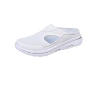 Elsvia Men's Comfort Breathable Support Sports Sandals, Mens Sport Sandals Orthopedic, Breathable Mesh Outdoor Hiking Shoes (White,7.5)