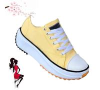 Elsvia Orthopedic Shoes for Women, Hiking Comfortable Casual Canvas Sneakers, Thick Sole Breathable Shoes (Yellow, Adult, Women, 4.5, Numeric, UK Footwear Size System, Medium)