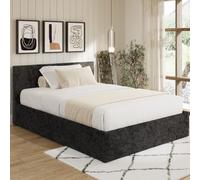 eltham end lift crushed velvet ottoman small double bed in black