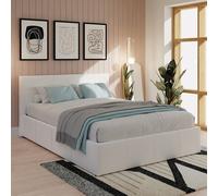 eltham end lift pu leather ottoman double bed in white