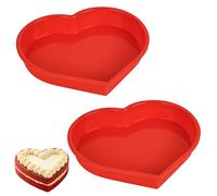 elthmpr Silicone Heart Shaped Cake Tin - 2 Pcs Heart Baking Tin Nonstick Reusable Love Cake Moulds BPA Free Heat Resistant Hearts Baking Tins for Puddings Bread Cheesecake Chiffon Muffins