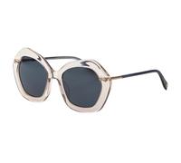 Elton John A-List Women's Medium Size Polarized Hexagonal Acetate Full Rim Designer Sunglasses 55 mm, Blush Pink Crystal Navy Blue Gold, M