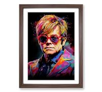Elton John Abstract Framed Print | A2 Walnut Framed Wall Art | Ready to Hang | Abstract Fantasy Picture | Living Room Bedroom Lounge Office