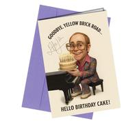 Elton John Autograph Birthday Card Reproduction Pre Printed - Funny Caricature Printed Reproduction Autograph | Music Memorabilia, Humorous Birthday Gift for Fans and Collectors No1979