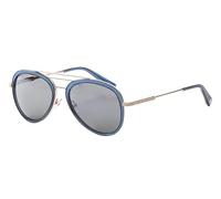 Elton John Jive Large Unisex Men's Women's Polarized Pilot Stainless Steel Designer Sunglasses 55 mm, Midnight Blue Crystal Silver, Large