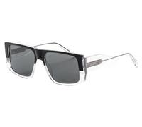 Elton John Lucky Star Medium Unisex Mens Women's Polarized Square Acetate Designer Sunglasses 58 mm, Black Fade Blue Grey Clear Crystal, M