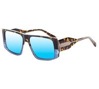 Elton John Lucky Star Medium Unisex Mens Women's Polarized Square Acetate Designer Sunglasses 58 mm, Tortoise Havana Brown Fade Stone Blue Crystal, M