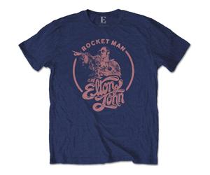 Elton John Men's Rocketman Circle T-Shirt in Navy | Size: Medium Elton John Navy M