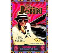 Elton John Retro Vintage Rock Concert Gig Poster Wall Art A4