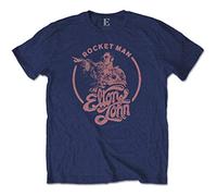 Elton John - Rocketman Circle Point Men's Small T-Shirt - Navy Blue