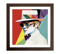 Elton John Suprematism Framed Print | 18x18 Inch Walnut Framed Wall Art | Ready to Hang | Modern Historical Picture | Living Room Bedroom Lounge Office