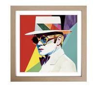 Elton John Suprematism Framed Wall Art Print, Ready to Hang Picture for Living Room Bedroom Home Office, Oak 18 x 18 Inch (45 x 45 cm)