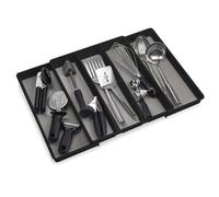 ELTOW Expandable Utensil Drawer Organizer, 5 Compartment Non-Slip & Adjustable Utensil Tray for Kitchen Drawers, Kitchen Organization for Utensils, Office Supplies, Flatware Storage - Black