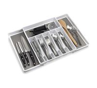 ELTOW Large Expandable Silverware Drawer Organizer, 8 Compartment Non-Slip & Adjustable Silverware Organizer for Drawer, Kitchen Organization for Utensils, Cutlery, Silverware Tray (White)