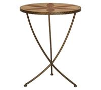 eltro large wooden side table with antique brass legs in brown