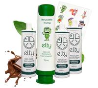 Elty™ Chocolate Milkshake Toothpaste - Natural, Fluoride-Free, Refillable, with Hydroxyapatite, Dentist Co-Designed, Toxin-Free, Age 2+, UK Made.1 Reusable Pump + 3 Refills (225ml)