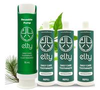 Elty™ Daily Care Toothpaste Pack,No Fluoride. Dentist codesigned.Fresh Breath,Teeth Whitening. Remineralizing with Hydroxyapatite.Natural 75ml UK Made, Reusable Pump+3 Refills, 225ml