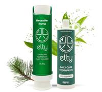 Elty™ Daily Care Toothpaste(Pine),No Fluoride. Dentist codesigned. Fresh Breath, Enamel Protection, Teeth Whitening. Natural, Remineralizing with Hydroxyapatite. 75ml UK Made, Reusable Pump+Refill.
