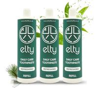 Elty™ Daily Care Toothpaste Refill Pack 225ml,No Fluoride. Dentist codesigned. Fresh Breath, Enamel Protection, Teeth Whitening. Natural, Remineralizing with Hydroxyapatite. UK Made. Pine Flavour.