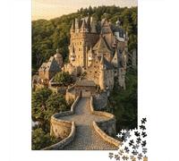 Eltz Castle Sunset 1000 Pcs Recycled Cardboard DIY Jigsaw Puzzle Gift Cognitive Stimulation Group Activity Unique Pattern 70x50cm/1000pcs