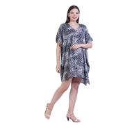 Elu Kaftan Dresses for Women - Moomoo/Mumu Afghan Dress Boho Caftan Beach Coverups Maxi, Leopard Grey Black Animal, Free