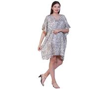 Elu Kaftan Dresses for Women - Moomoo/Mumu Afghan Dress Boho Caftan Beach Coverups Maxi, Visc Grey Leopard Camo Kaftan, Free