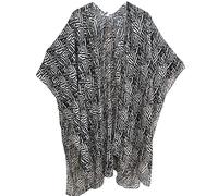 Elu Kimonos for Women - Beach Coverup Cardigan Poncho Ruanas floral Print swimsuits Plus size Long Summer Cover up, Poly Tiger White Black, Free