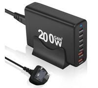 ELUBLU 200W Desktop Charger - Multi Port USB C Charging Station with GaN Technology - Fast Charging for MacBook Pro, iPhone 15, iPad, and Laptop - Compact Design for Home Office, Gaming, and Travel